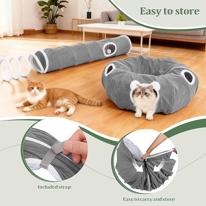 Ownpets 2-in-1 Cat Tunnel, Large Lollipop Shape Cat Tunnel Toy - Image 4