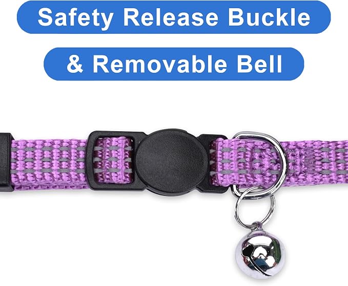 Pawtitas Reflective Purple Cat Collar - Image 3