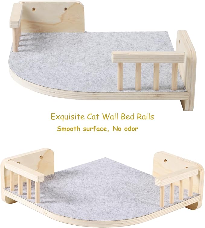 Cat Wall Shelves with 3 Steps Scratch Post, Climbing Shelf and Hammock - Image 6