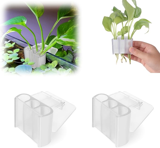 2 Pk Upgraded Aquarium Plant Holder, 3-Hole Hanging Aquarium Plant Holder by joqepy