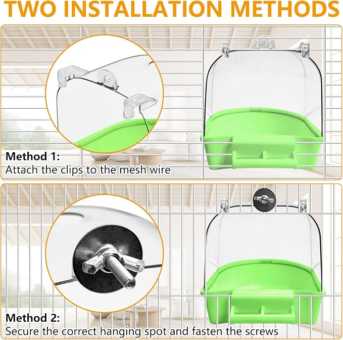 Tfwadmx 3Pcs Bird Bath for Cage Hanging Parakeet Bath Box Clear Bird Bathtub - Image 5