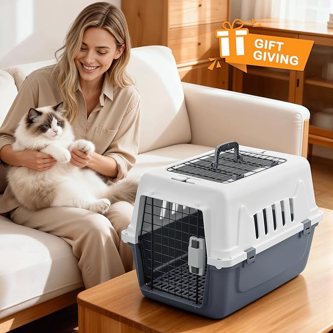 MoNiBloom 22-Inch Dog Crate Plastic 2-Door Top Loading Cat Carrier, Hard-Sided - Image 6