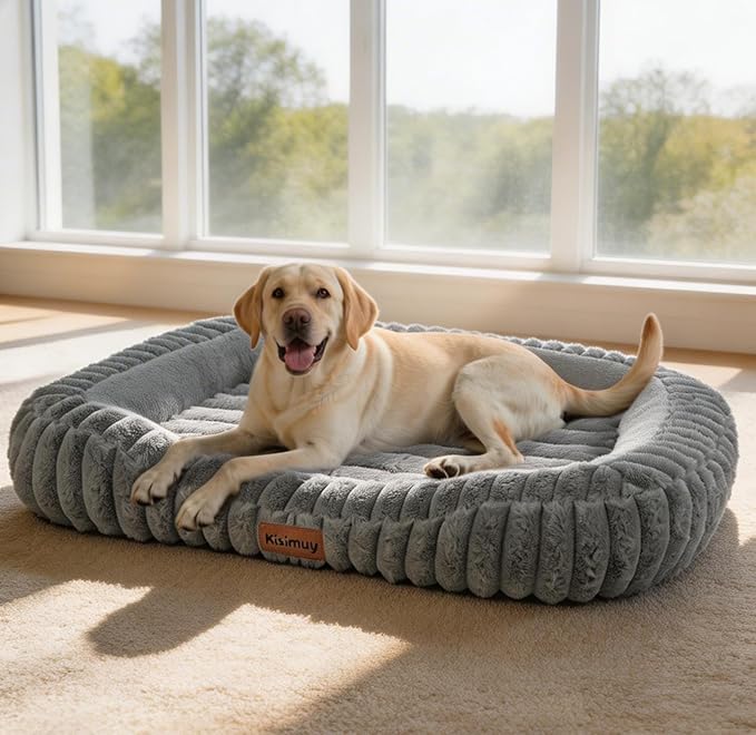 Dog Bed Large Size Dogs Washable Soft Furry Pet Bed, Calming Rectangle Large by Unknown