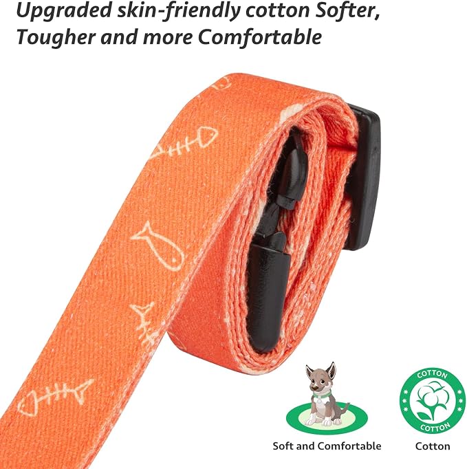 Cotton Handmade Dog Collar Cute and Distinctive Patterns Orange Fish - Image 4