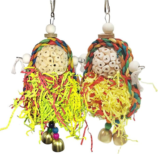 Parakeet Toys, Natural Sola Balls and Shredding Hanging Chewing Toy, Bird Toys by Birdsfavoriteropeswing