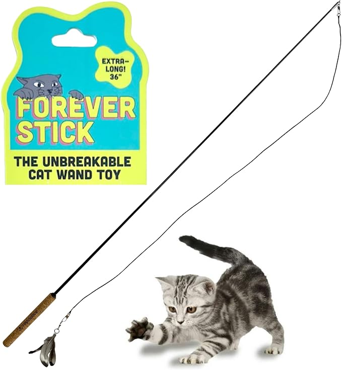 Forever Stick - The Unbreakable Cat Wand Toy, Extra Long Durable Cat String Toy by Repounce