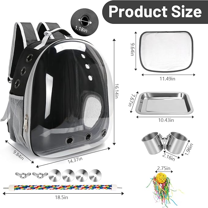 Bird Backpack Carrier, Travel Bird Cage - Image 2