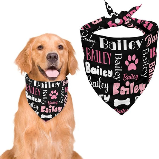 Personalized Dog Bandanas Custom Neckwear Name Button Anti-loosening Dog Scarf by Unknown