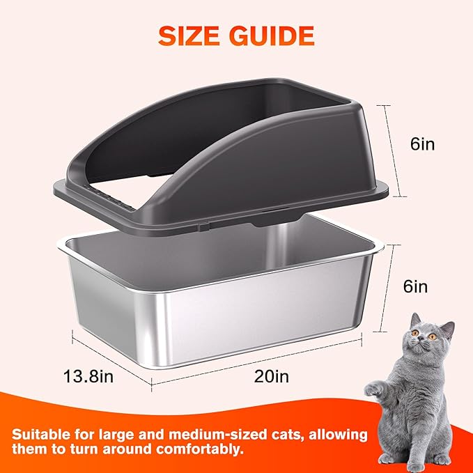 2PACK Stainless Steel Cat Litter Box, Never Absorbs Odors, Leak-Proof, - Image 5