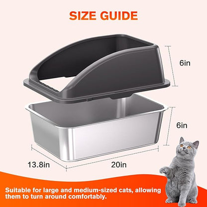 2PACK Stainless Steel Cat Litter Box, Never Absorbs Odors, Leak-Proof, - Image 5