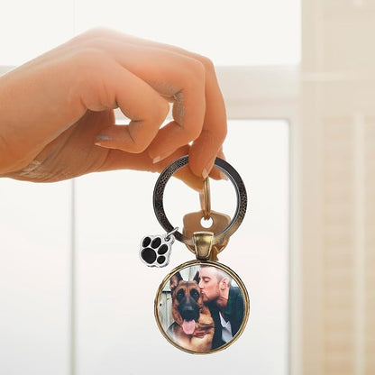 Custom Pet Photo Keychain Personalized Photo Pawprint Dog Tag Keychain Engraved - Image 6