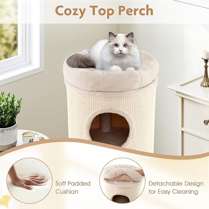 Tangkula 4 Story Cat Tree Condo, 49” Barrel-Shaped Cat House - Image 6