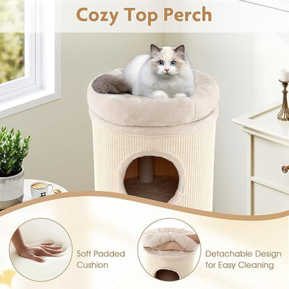 Tangkula 4 Story Cat Tree Condo, 49” Barrel-Shaped Cat House - Image 6