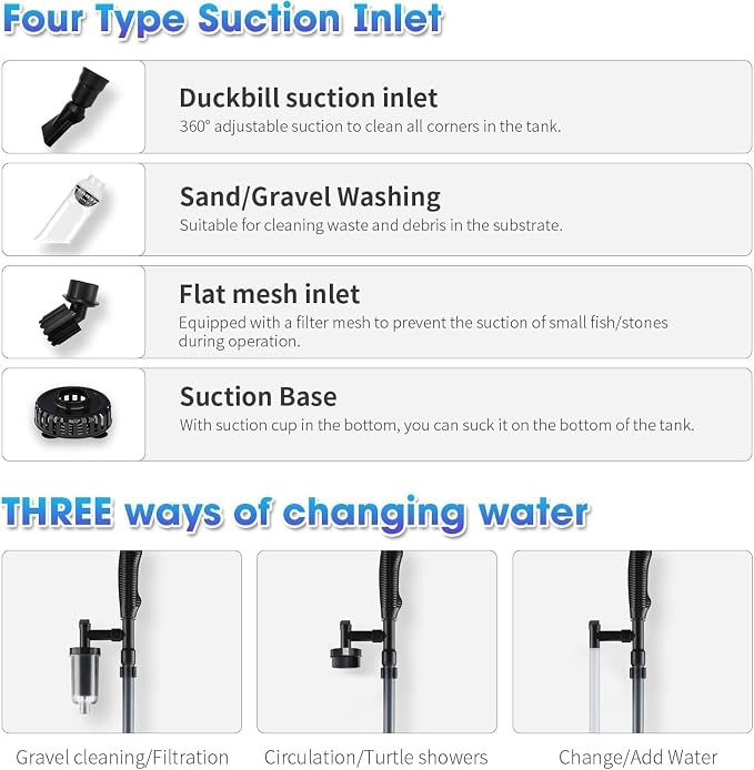 6-in-1 Electric Aquarium Gravel Cleaner, 530GPH Fish Tank Vacuum - Image 5