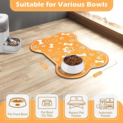 Dog Cat Mat for Food and Water, Rapid Absorbent Pet Feeding Mat, Bone Shaped - Image 7