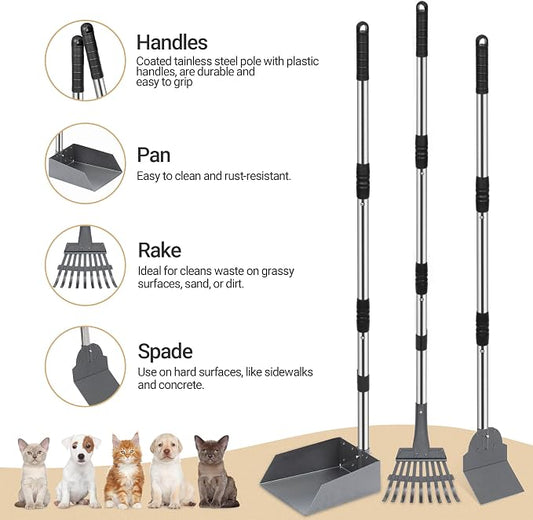 Heeyoo Dog Pooper Scooper, Dog Poop Tray and Rake Set, Pet Waste Removal Scoop - Image 2