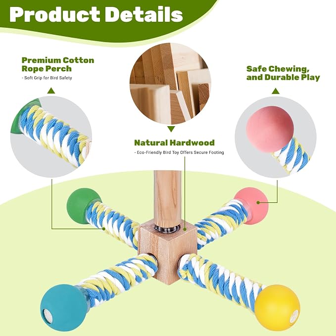 Bird Perch Toy, Parrot 360° Interactive Rotating Toy - Image 3