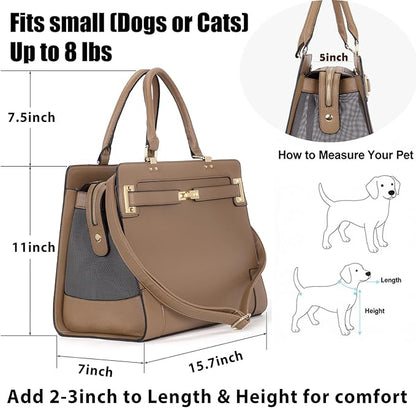 Fashion Pet Carrier Dog Cat Carrier Purse Soft-Sided Leather Handbag Pet Tote - Image 4