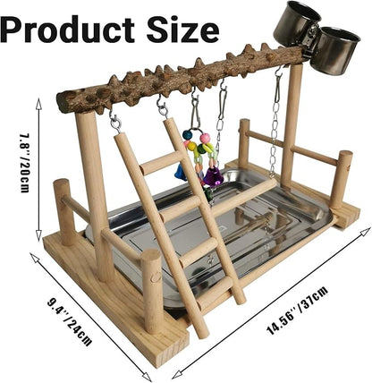 Hamiledyi Parrot Playground Bird Playstand Wood Exercise Play Perch Exercise Gym - Image 3