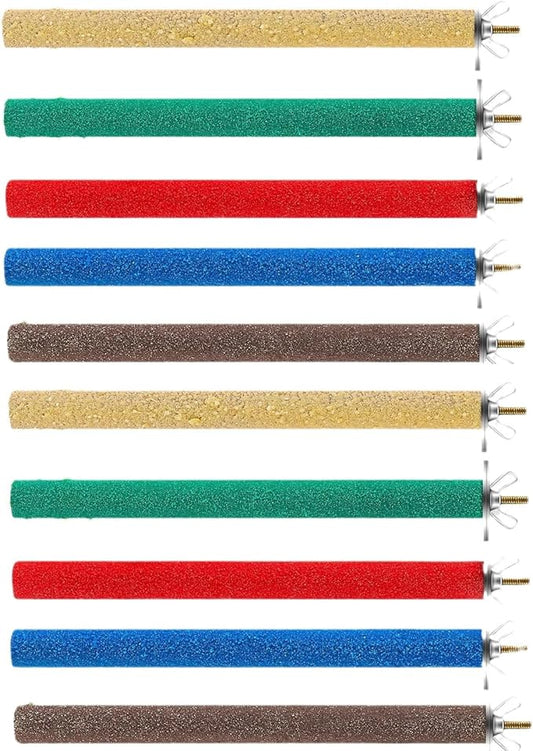 10 Pcs Parrot Perch Stand Bird Perch Stand Toy Colorful Paw Grinding Stick Cage by Wzttdm