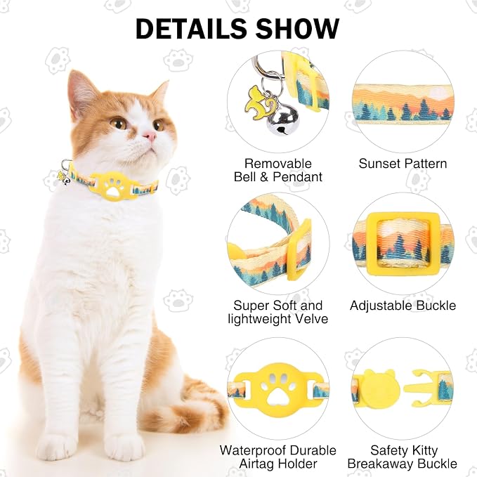 Airtag Cat Collar Breakaway, Cute GPS Cat Tracker Collars - Image 7