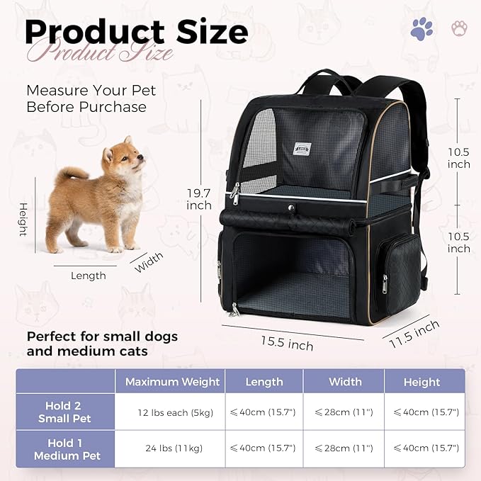 Lekebobor Double Cat Backpack Carrier - Image 2