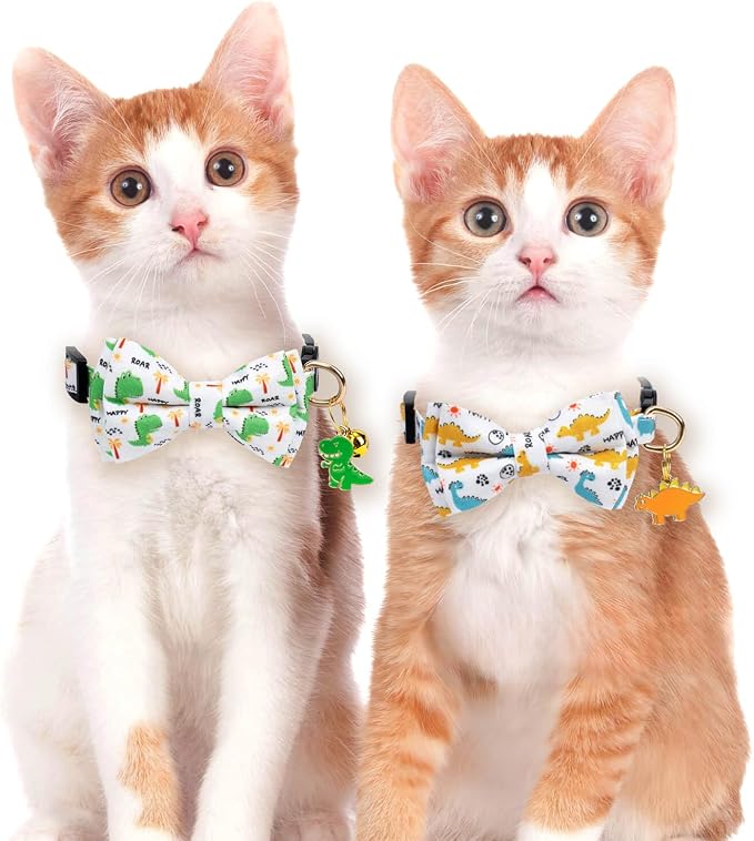 2 Pack Cotton Cat Collar with Bow Tie and Bell - Image 6