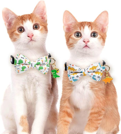 2 Pack Cotton Cat Collar with Bow Tie and Bell - Image 6