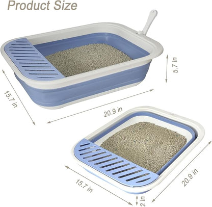 Senior Cat Litter Boxes, Collapsible Open Low Entry Cat Litter Pan - Image 2