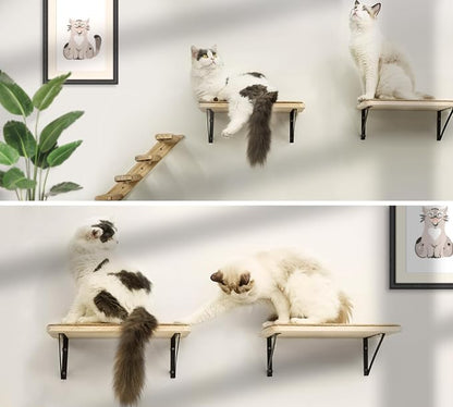 Cat Floating Wall Shelf with Scratching Mat, Support to 30 LBS - Image 9