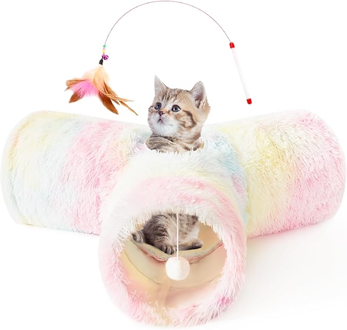 Tempcore Plush Pet Cat Tunnel Tube Cat Toys 3 Way Collapsible, Tunnels by Tempcore