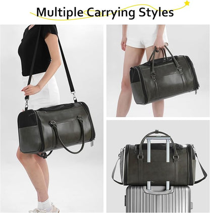 Stylish Leather Pet Carrier for Small Dogs and Cats Up to 15 lbs, Airline - Image 5