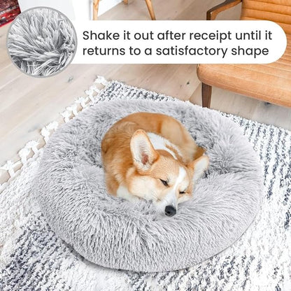 Original Calming Donut Dog and Cat Bed in Shag Fur, Dog Beds - Image 5