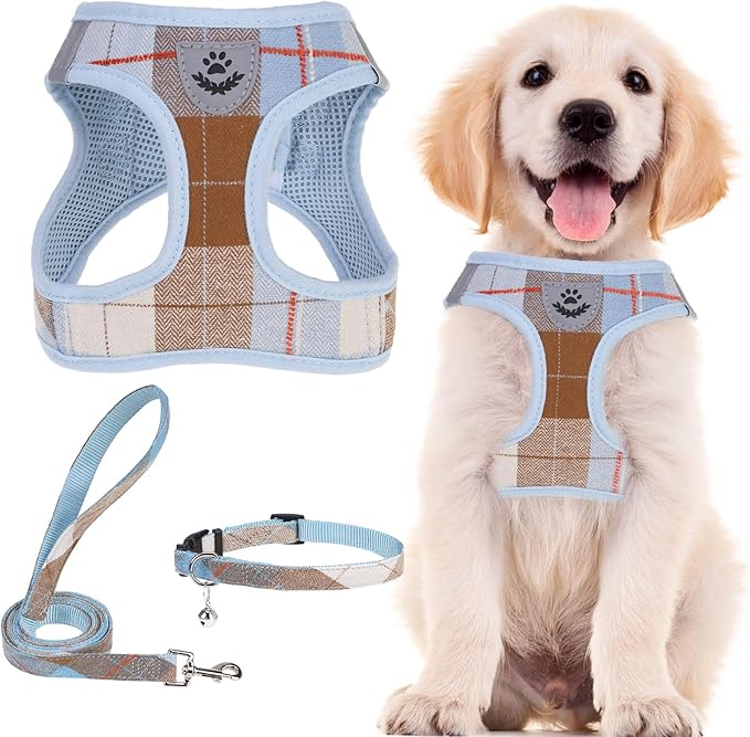 PUPTECK Adjustable Dog Harness Collar and Leash Set Step in No Pull Pet Harness by PUPTECK