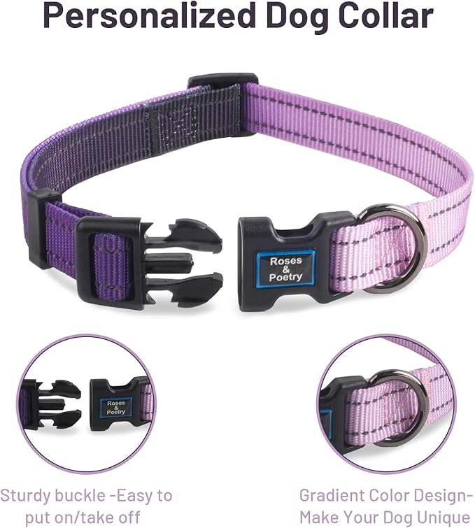 Roses&Poetry Dog Collars for Medium Dogs, Adjustable Durable Pet Reflective Dog - Image 3