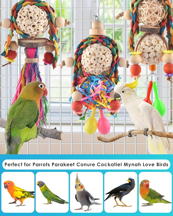 Bissap 3PCS Bird Parrot Foraging Shredder Hanging Toys Sola Balls - Image 7