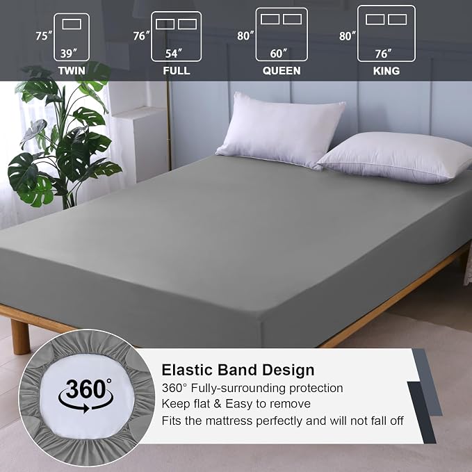 Waterproof Mattress Protector Full, Fitted Sheet Style Breathable Mattress Cover - Image 5