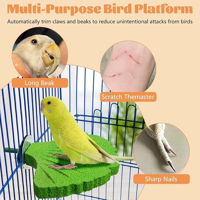 3 Pcs Parrot Perch Resin Bird Beak Grinding Stone Leaf Shape Perch Stand Foot - Image 6