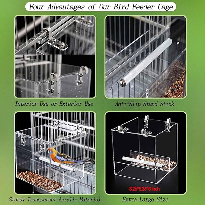 Automatic Acrylic Bird Feeder for Cage, No Mess - Image 3