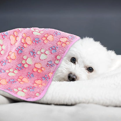 12 Pcs Dog Blanket Pet Paw Print Fleece Blanket Cat Soft Warm Sleep Mat Guinea - Image 6