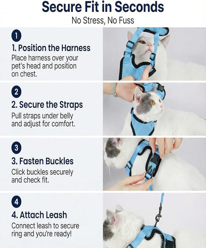 Luxelle 2 Pack Escape-Proof Cat Harness and Leash Set - Image 5