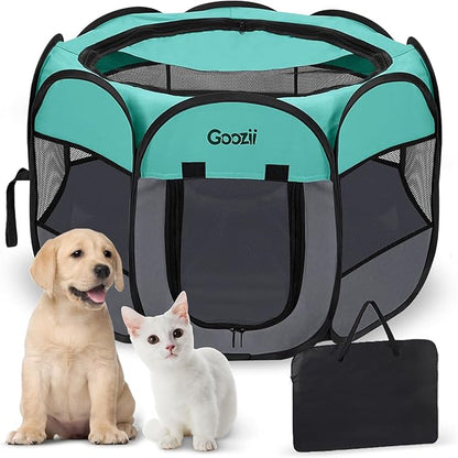 Pet Cat Playpen for Indoor Cats Enclosed, Puppy Dog Play Pen for Outdoor Travel by Goozii