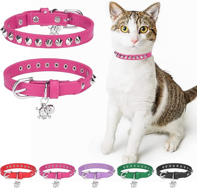 Leather Cat Collars for Boy Girl Cats by DILLYBUD