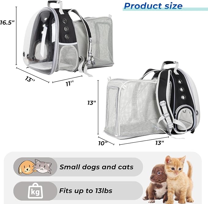 Lollimeow Cat Carrier Backpack, Expandable Bubble Pet Carrier - Image 2