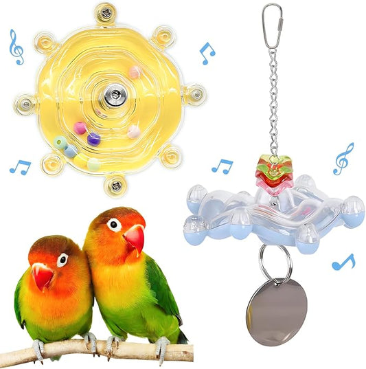 Bird Toys for Parakeets, Colorful Parakeet Toys Wheel, Interactive Spinner by Jevnd