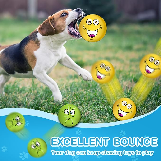 3.14" Squeaky Dog Toys Funny Smile Face Chewing Latex Rubber Soft Fetch Play - Image 5