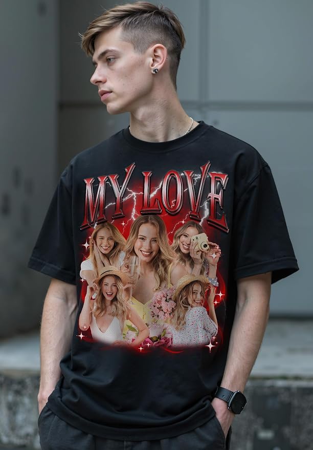 Custom Bootleg Rap Shirt with Photo Text, Vintage Custom Picture Shirt - Image 7