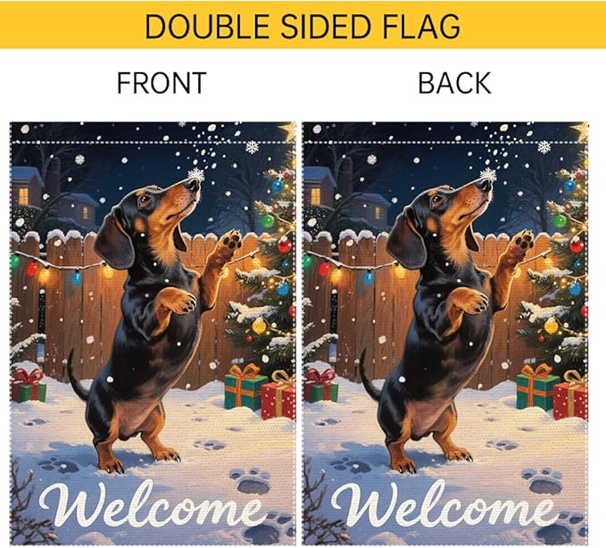 Dachshund Welcome Garden Flag 12x18 Inch Double Sided Christmas Burlap Yard - Image 6