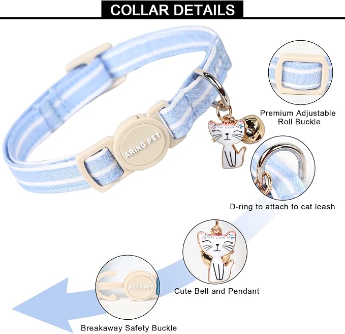 ARING PET 2 Pack Cat Collar-Cute Cotton Cat Collar Breakaway - Image 3