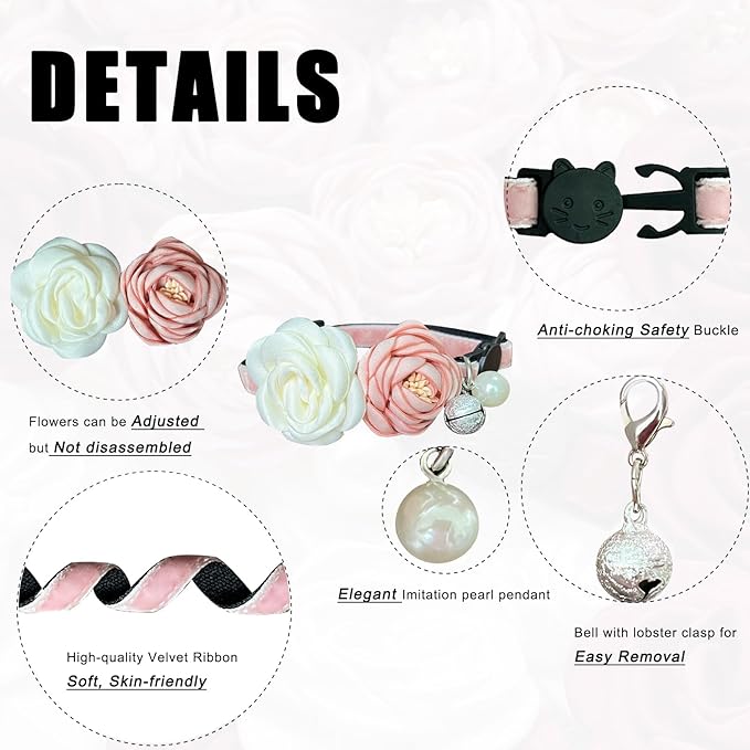 Fupo Pink Cat Collars for Girl Cats - Image 2